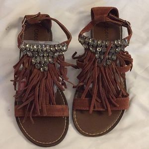 Fringe and jewel sandal